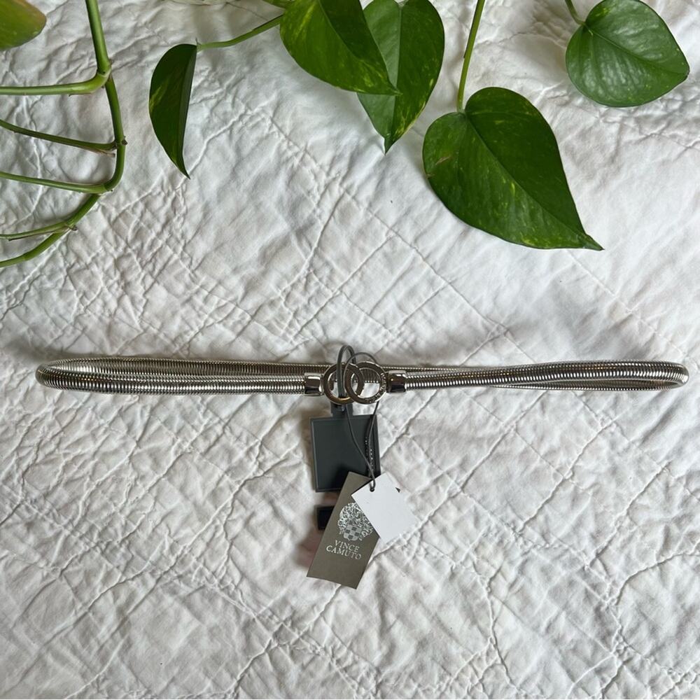 Vince Camuto Stretch Silver Metal Belt M/L